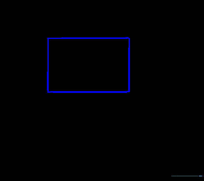 A simple light pencil rectangle drawn on white paper as the foundation for a cartoon revolver.