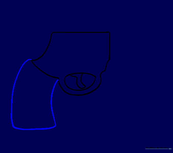 Adding the revolver grip handle extending downwards from the main body.