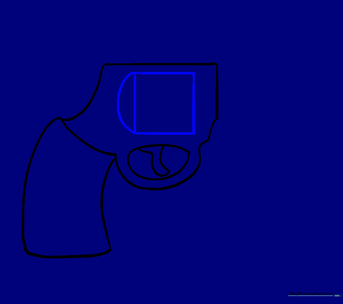 Drawing a square in the center of the revolver to represent the cylinder.