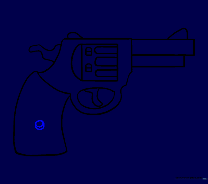 Drawing a circular detail on the revolver handle grip.