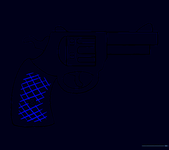 Applying cross-hatching texture to the revolver handle.