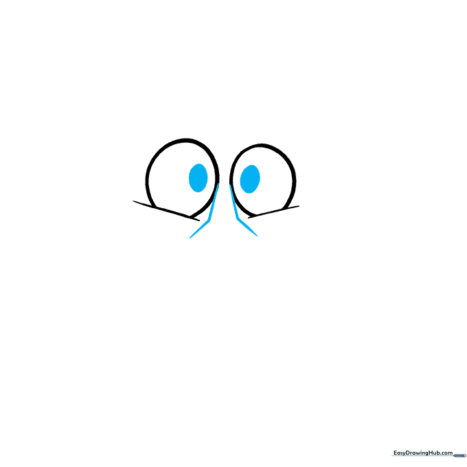 Cartoon rock eyes with pupils and a geometric nose shape added.