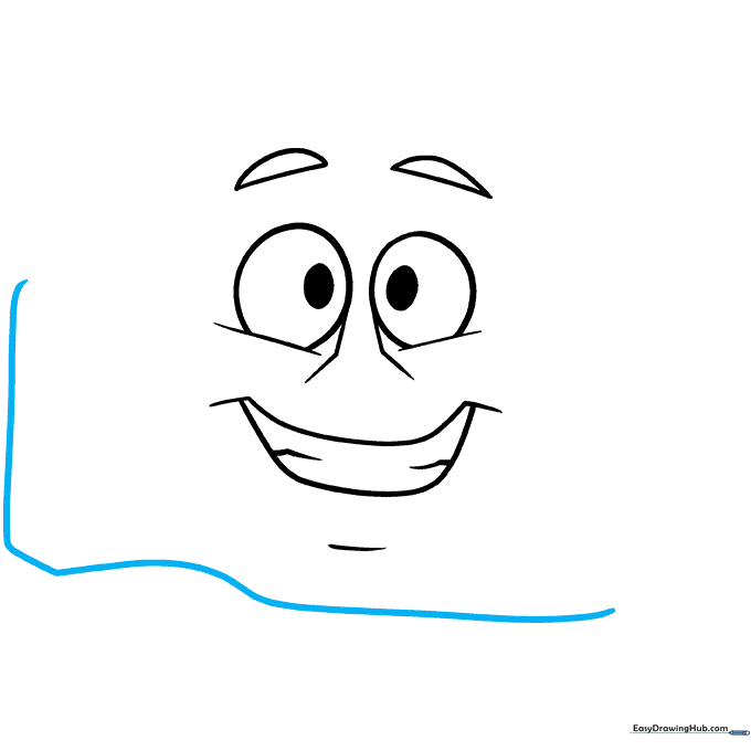 Initial curved outline of a rock body surrounding the face.