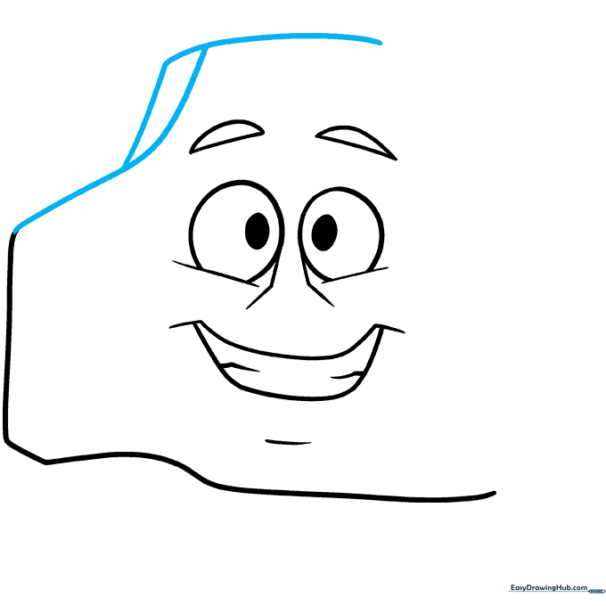 Cartoon rock outline with an added side facet for depth.