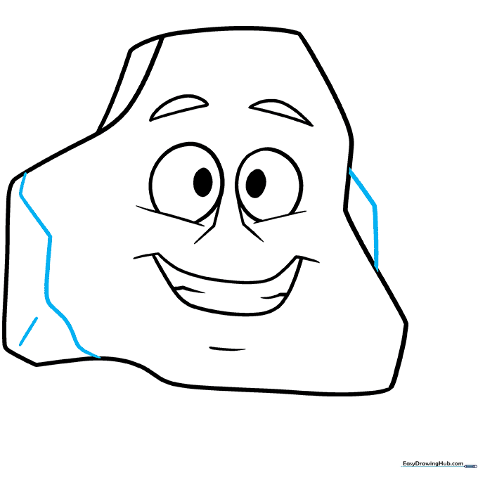 Cartoon rock with added surface cracks and texture lines.