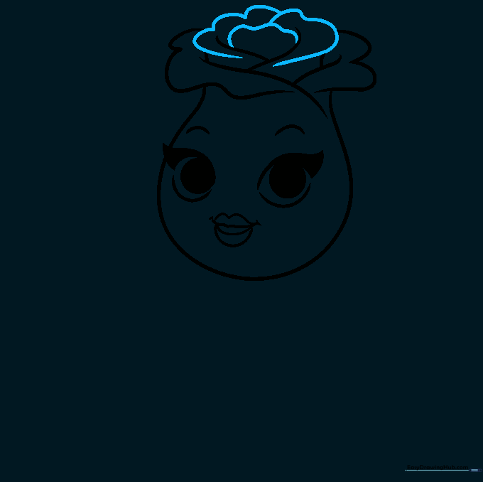 Completed petal outline for the cartoon rosebud.