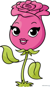 A vibrant, finished cartoon rose drawing, perfect for kids' art projects.