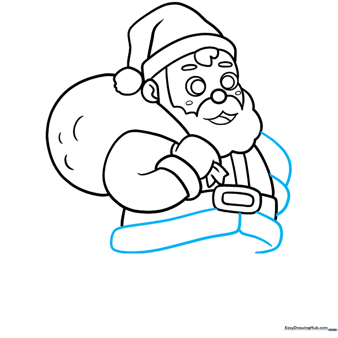 Adding the second arm and the bottom hem of Santa's coat.