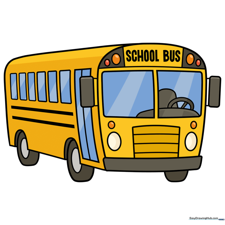 Colorful cartoon school bus illustration for kids