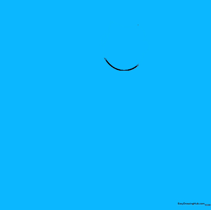 The face outline of a cartoon scientist with defined chin and ear shapes.