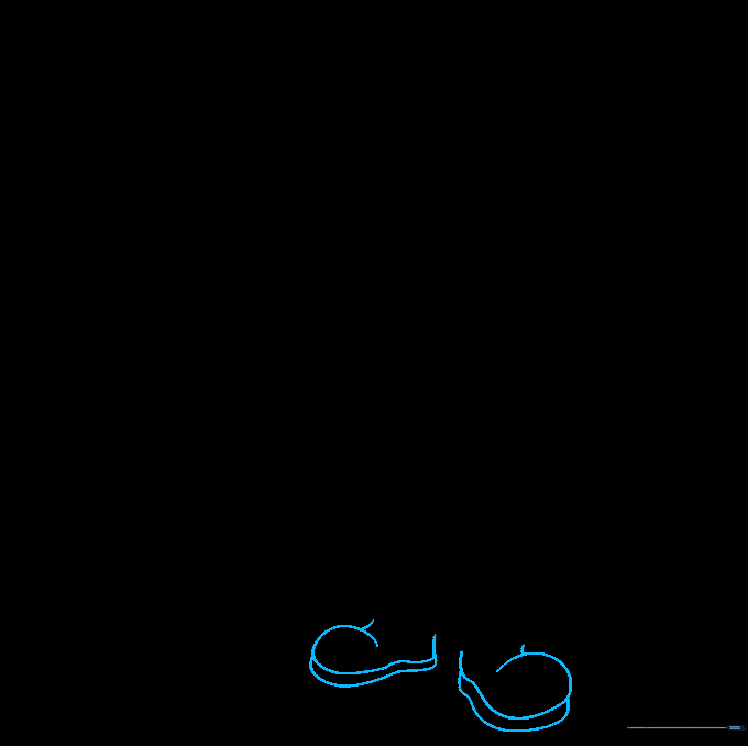 Drawing the shoes at the base of the scientist's legs.