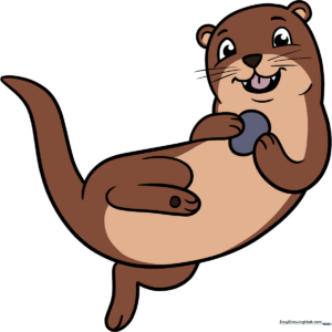 A colorful, friendly cartoon sea otter illustration, perfect for kids' drawing inspiration.