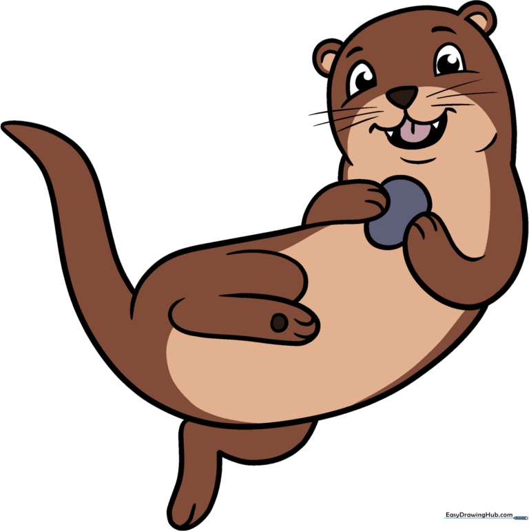 A colorful, friendly cartoon sea otter illustration, perfect for kids' drawing inspiration.