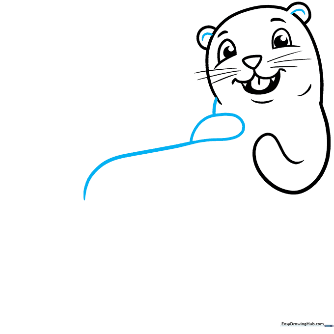 Sketching the shoulder, second arm, and torso of the sea otter.