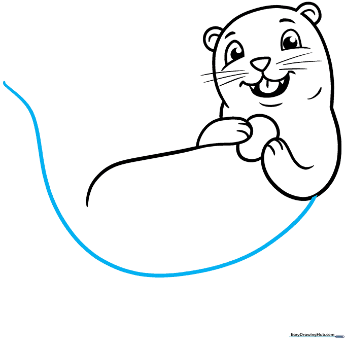 Adding a long, paddle-shaped tail to the sea otter's body.