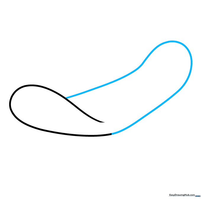 The completed outline of the skateboard deck shape.