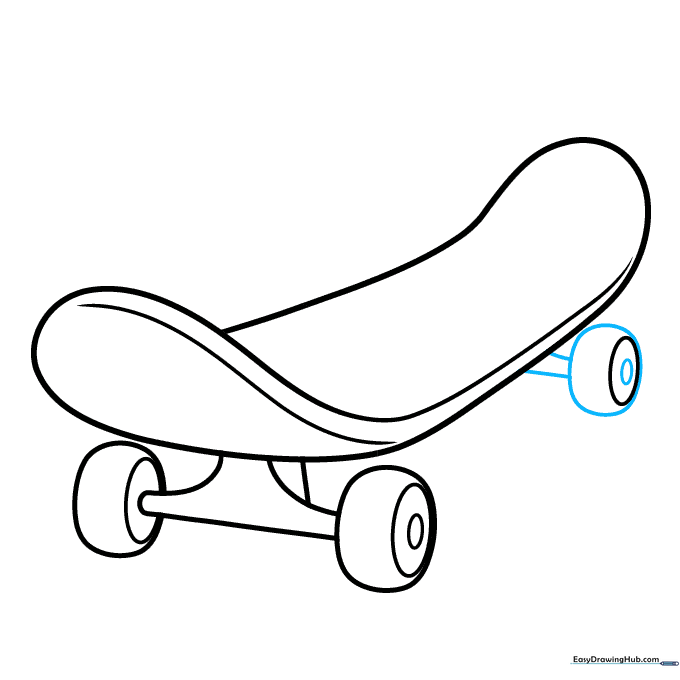 Finalizing the wheel assembly for the skateboard.