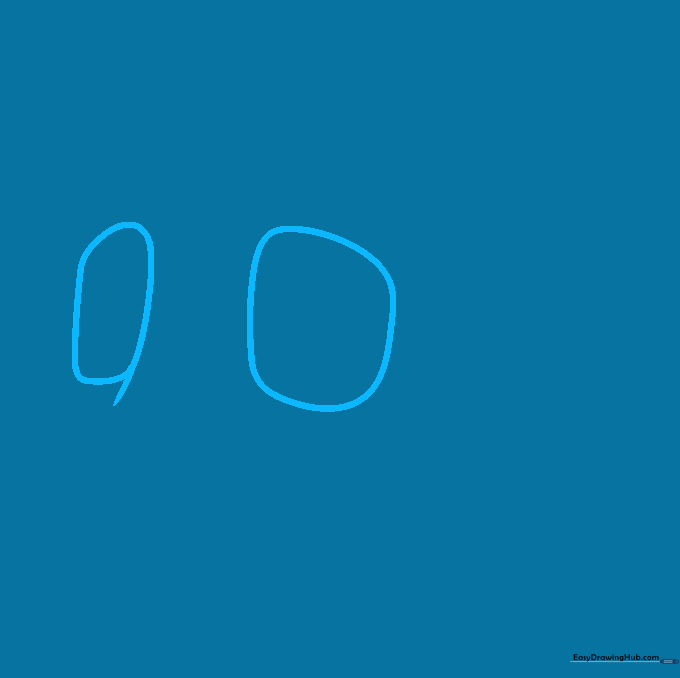 Two rounded rectangular shapes sketched lightly to represent the eye sockets of a cartoon skull.