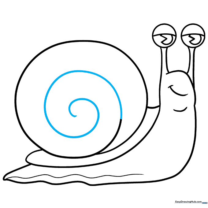 The snail shell with a more detailed, inward-winding spiral line.