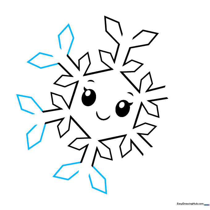 Adding small diamond-shaped details to the tips of the snowflake's secondary branches.