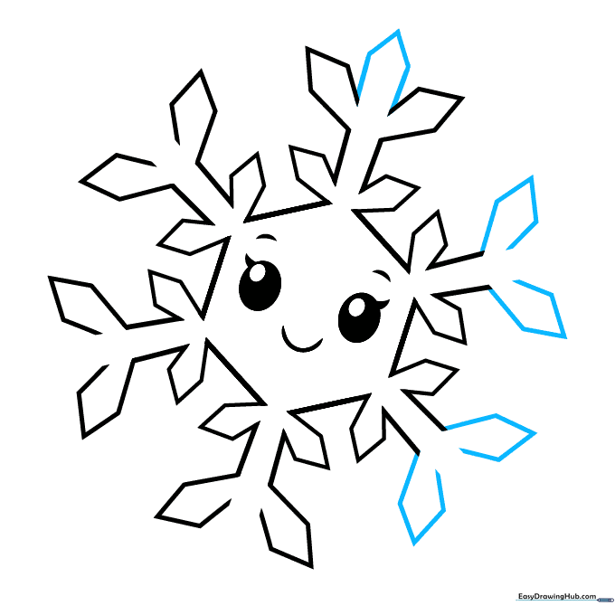The snowflake structure is nearly complete with pentagon caps added to the tips.