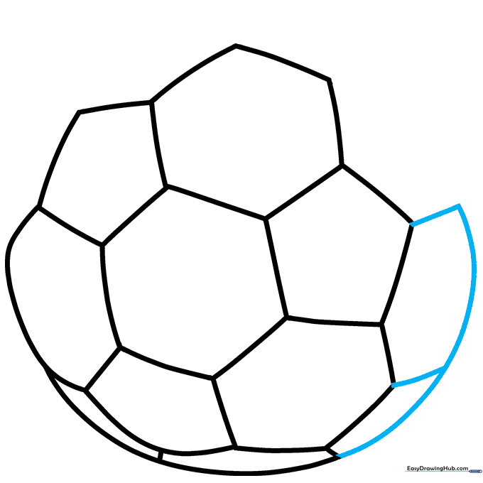 Continuing the circular outline and adding more geometric segments.