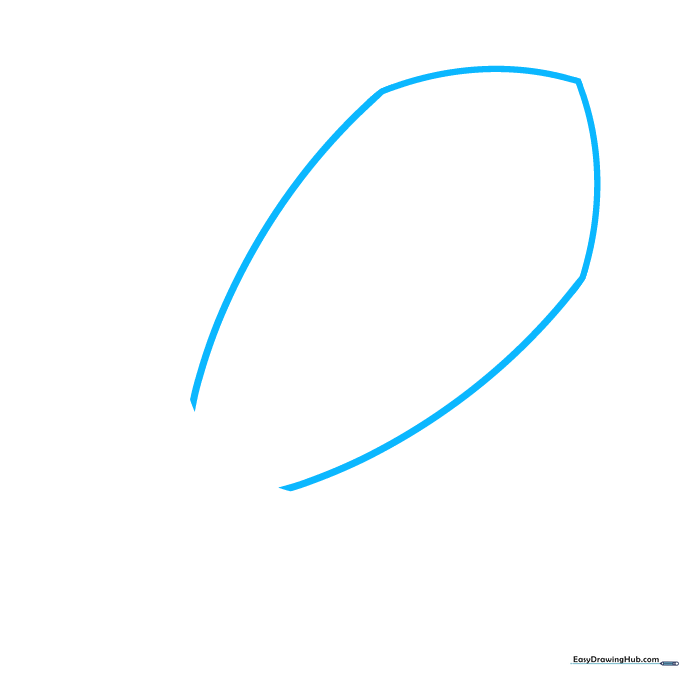 Pencil sketch of a spaceship nose cone and main body outline on white paper.