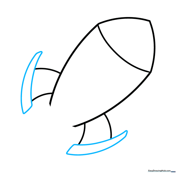 Adding rounded parallelogram shapes to complete the spaceship stabilizer fins.