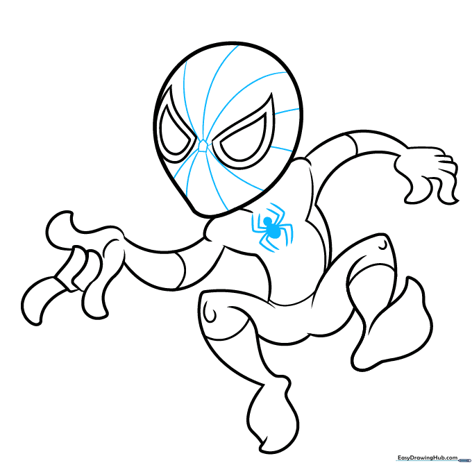 Adding the iconic spider emblem to the center of the chest.