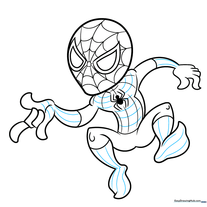 Adding web details to the arms and legs while preserving the chest emblem.