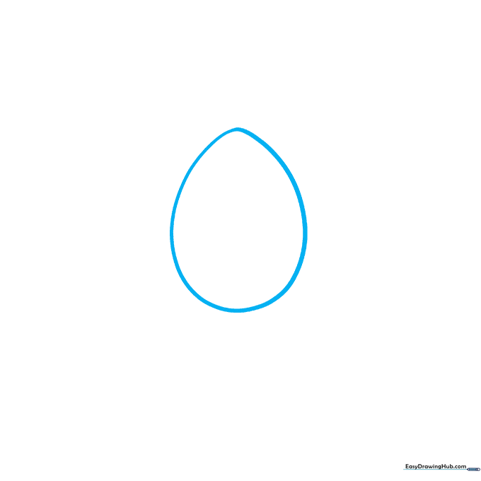 Pencil sketch of a large, egg-shaped oval representing a spider's abdomen on white paper.