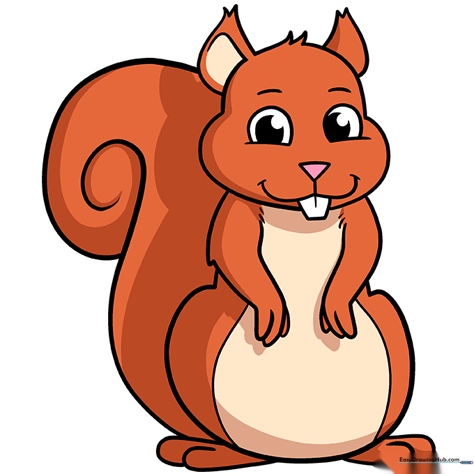 A fully colored, cute cartoon squirrel illustration.