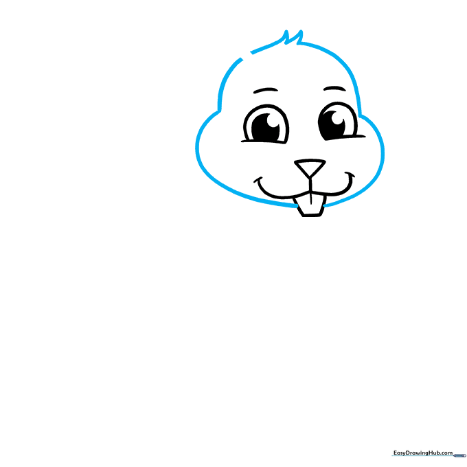 Outlining the squirrel's head shape with fur tufts on top.