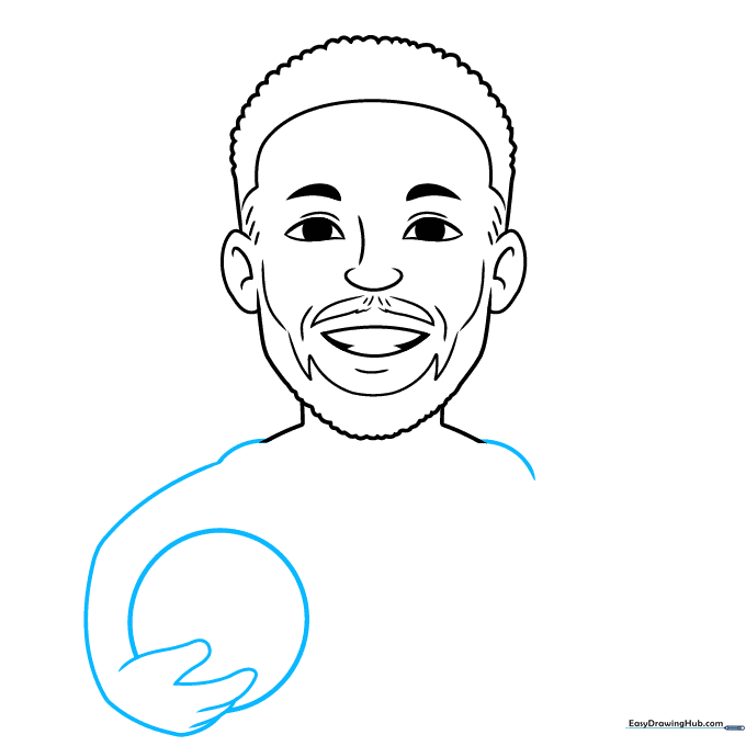 Adding the arm and a circular basketball to the Steph Curry sketch