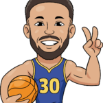 Finished cartoon Steph Curry drawing holding a basketball