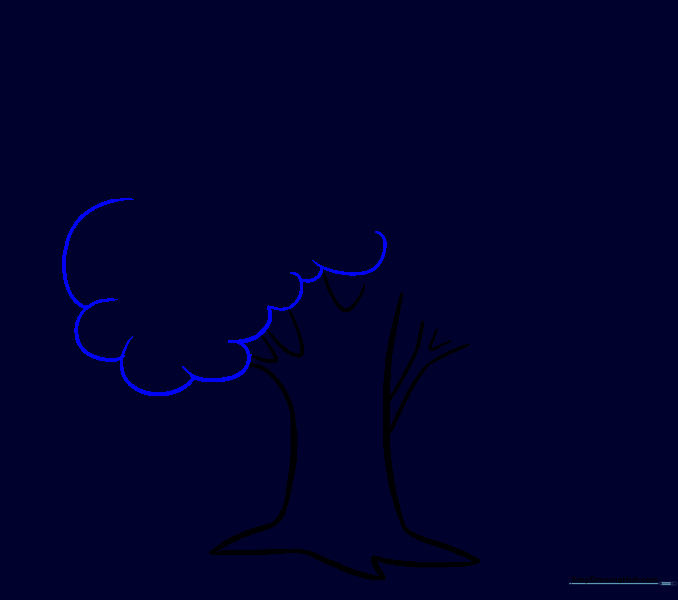 Drawing the left side of the leafy canopy using connected U-shapes.