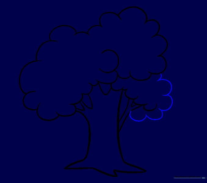 Closing the right side of the leafy canopy with U-shapes.