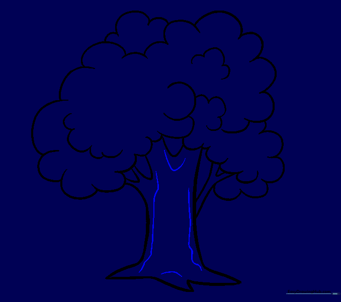 Adding bark texture lines to the tree trunk.