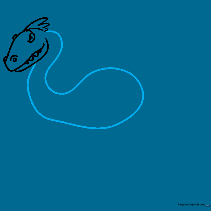 Outline of the neck and upper body of the velociraptor.