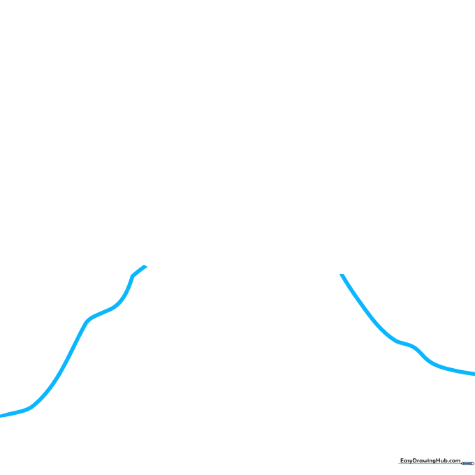 Two wavy lines forming the base of a cartoon volcano sketch.