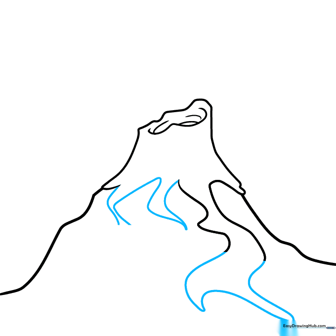 Adding branching lava streams down the side of the volcano.