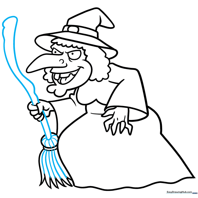 Finalizing the broomstick details with texture lines