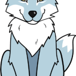 A friendly, finished cartoon wolf illustration for kids.