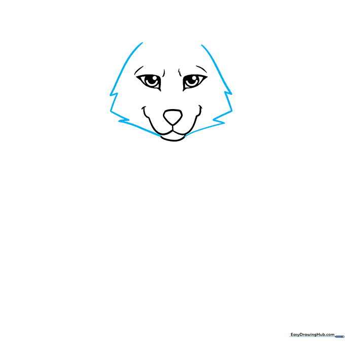 The wolf face outline with jagged, furry cheek details added.