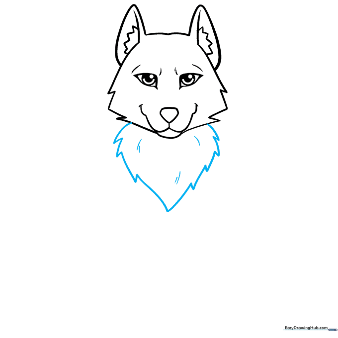 Wolf head and chest area with textured, jagged fur lines.