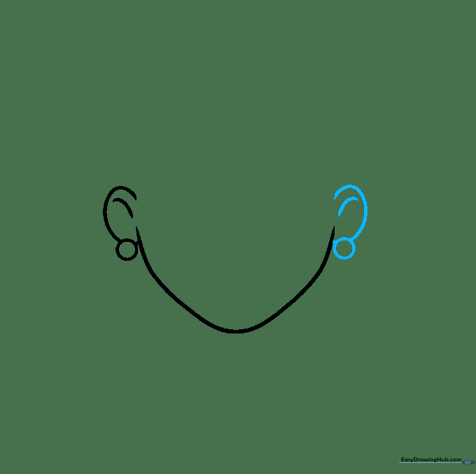 The cartoon woman's head now features two symmetrical ears with earrings on both sides.