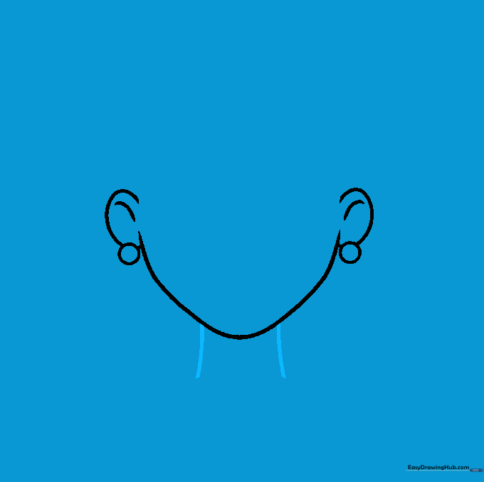 Two curved lines extending from the bottom of the chin to represent the neck.