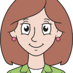 A finished, colorful cartoon woman character design, perfect for beginners.