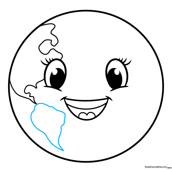 Adding the teardrop-shaped South American continent to the globe.