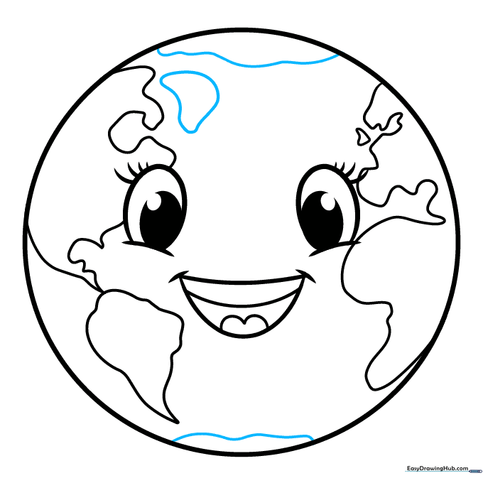 Drawing the polar ice caps and Greenland to complete the world map.